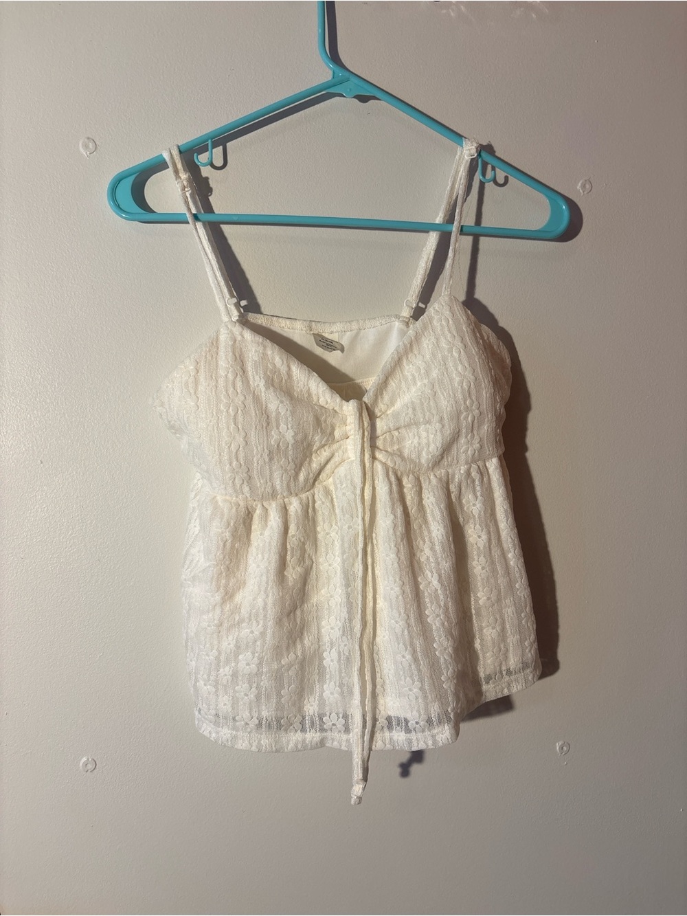 No Boundaries Cream Lace Tie-Front Cami